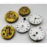 Six antique fusee pocket watch movements