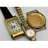 14k rectangular dress watch, 9ct Accurist ladies cocktail watch and 9ct watch back, 37g gross