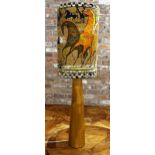 1960s teak tapered floor lamp with Tibor Reich fabric shade, 124cm high in total