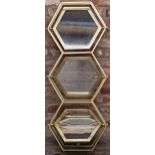 Art Deco style triptych wall mirror of hexagonal form fitted with 3 hinged revolving mirror plates