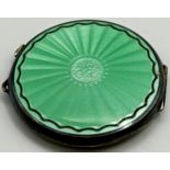 Silver and guilloche enamel compact, 6.75cm diameter, 2.5oz approx