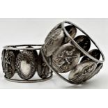 Pair of silver cameo napkin rings 1.5oz approx