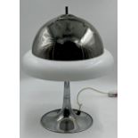 Goffredo Reggiani Italian chrome sputnik style table lamp with a white plastic shade and tulip base,