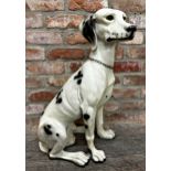 Vintage fibreglass model of a seated dalmatian, full scale, 69cm high