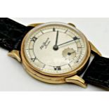 Vintage JW Benson of London gents 9ct gold dress watch, champagne dial, silvered chapter ring,