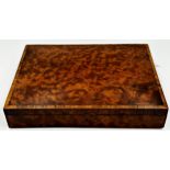 Late 19th century burr walnut and rosewood cross banded dressing box the hinged lid with mirror to