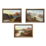 Francis E Jamieson (1895-1950) - Three highland landscapes, signed, oil on canvas, each 40 x 60cm,