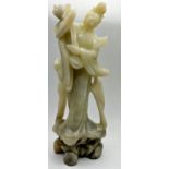 Chinese carved hardstone (possibly jade) figure of Guan Yin, 21.5cm high