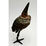 Probably by Franz Bergman - Austrian cold painted bronze study of a Marabou Stork, head raised, 8.