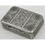 Good quality early 19th century Austro-Hungarian snuff box, cast with various panels, gilt interior,
