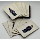 Set of eleven late 19th century Chinese portraits on rice paper, each 9.5 x 5.5cm, in a glazed box