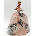1950s novelty figural table lamp in the form of a glamourous lady, 36cm high