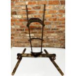 Antique eastern howdah type twin seat, hardwood and iron construction, 128cm long with a further