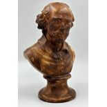 A plaster bust of William Shakespeare, 34cm high