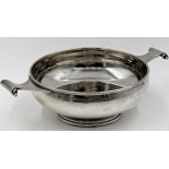 1920s silver porringer, stylised scrolled handles, maker Deakin & Francis, Birmingham 1926, 19cm