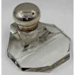 German '835' silver and glass inkstand, 14cm wide