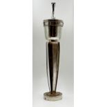 Good quality continental white metal lidded jar on stand in the manner of Charles Ashbee, the lid