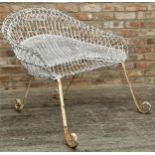 Good quality 19th century French wirework bench or loveseat, with various diaper and scrolled panels