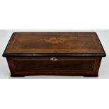 19th century rosewood and boxwood inlaid sublime - harmonie music box, the hinged lid inlaid with