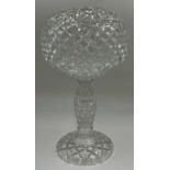 Pressed glass lamp and shade possibly by Waterford, 35cm high.