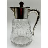 Exceptional quality Art Deco cut glass and silver plated lemonade jug with Bakelite handle to the
