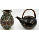 Geoffrey Whiting for Avoncroft Pottery - studio pottery teapot, 20cm high x 20cm long