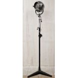 Vintage Industrial Strand stage lamp on original telescopic stand, 171cm high approx