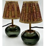 Pair of Pooky glass dump table lamps with shades, 29cm high (2)