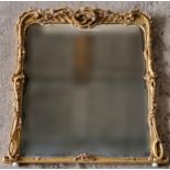 Good quality Florentine giltwood and gesso overmantle mirror, the original glass plate framed by