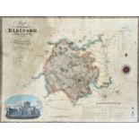 Antique map of Hereford - J & C Walker for Greenwood & co, published 1834, 58 x 70cm, good fruitwood