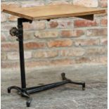 Early 20th century iron and mahogany adjustable reading table