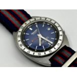 Rare vintage Seiko Automatic Navigator Timer GMT 6117.8000 stainless steel gents wristwatch, blue