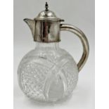 Good Edwardian silver and cut glass claret jug, maker M&J?, Birmingham 1907, 20cm high