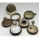 Silver cased Kendal & Dent pocket watch, with a collection of further silver watch cases 255g gross