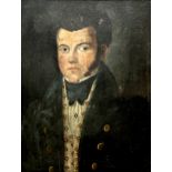 19th century school - bust portrait of a well dressed gentleman in overcoat and cravat, oil on