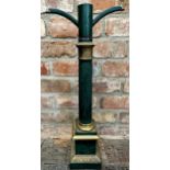 A good quality cast metal Corinthian column lamp, with gilt highlights and stepped square base, 61cm