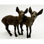 Probably by Franz Bergman - Austrian cold painted pair of bronze Fawns, 7cm long