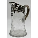 North American silver applied water jug, 23cm high (af)