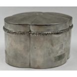 Good Austrian silver lobed caddy, hinged lid and gilt interior, 12cm wide, 11.5oz approx