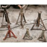 Collection of vehicle jack stands of various sizes