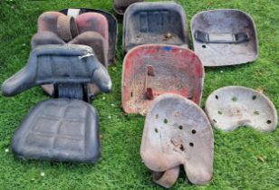 Collection of vintage tractor seats (9)