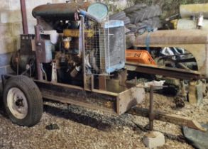 Large custom made vintage diesel generator mounted on a trailer, constructed from a Fordson