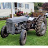Vintage Ferguson T20 grey diesel tractor, starts and drives, fitted with a working rotary saw, in
