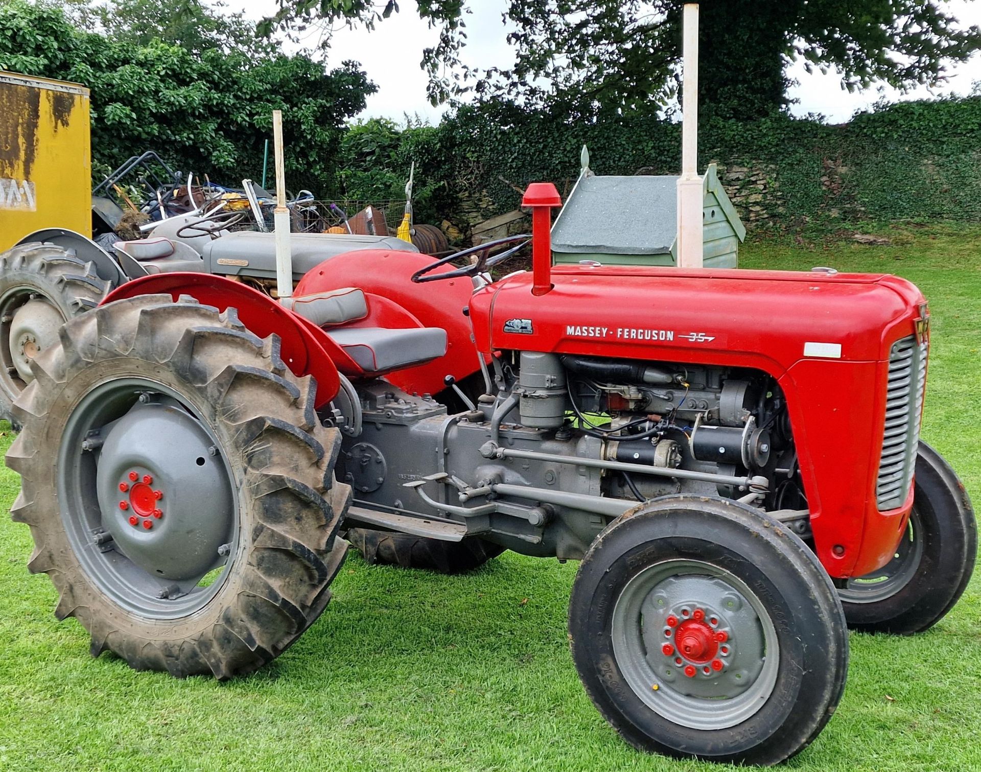 Vintage Massey Ferguson 35 grey and red diesel tractor, starts and drives with working hydraulics,