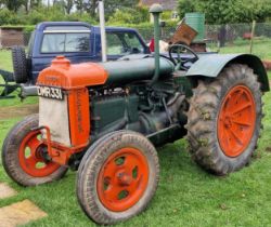 Vintage Fordson Standard green and orange wide wing petrol/TVO powered tractor, starts and drives,