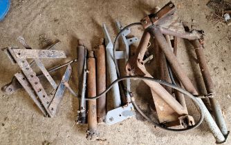 Vintage Ferguson T20 loader frame together with a vintage Fordson Standard draw bar