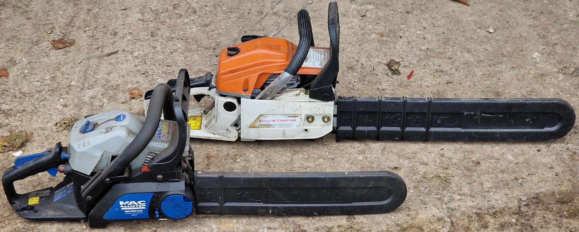 Mac Allister MCSP40 petrol chainsaw plus one other (2)