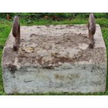 Concrete tractor weight with heavy duty hanging hooks