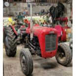 Vintage Massey Ferguson 35 grey and red diesel tractor, starts and runs with working hydraulics,