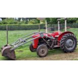Vintage Massey Ferguson 35X red and grey diesel tractor, starts and drives with working